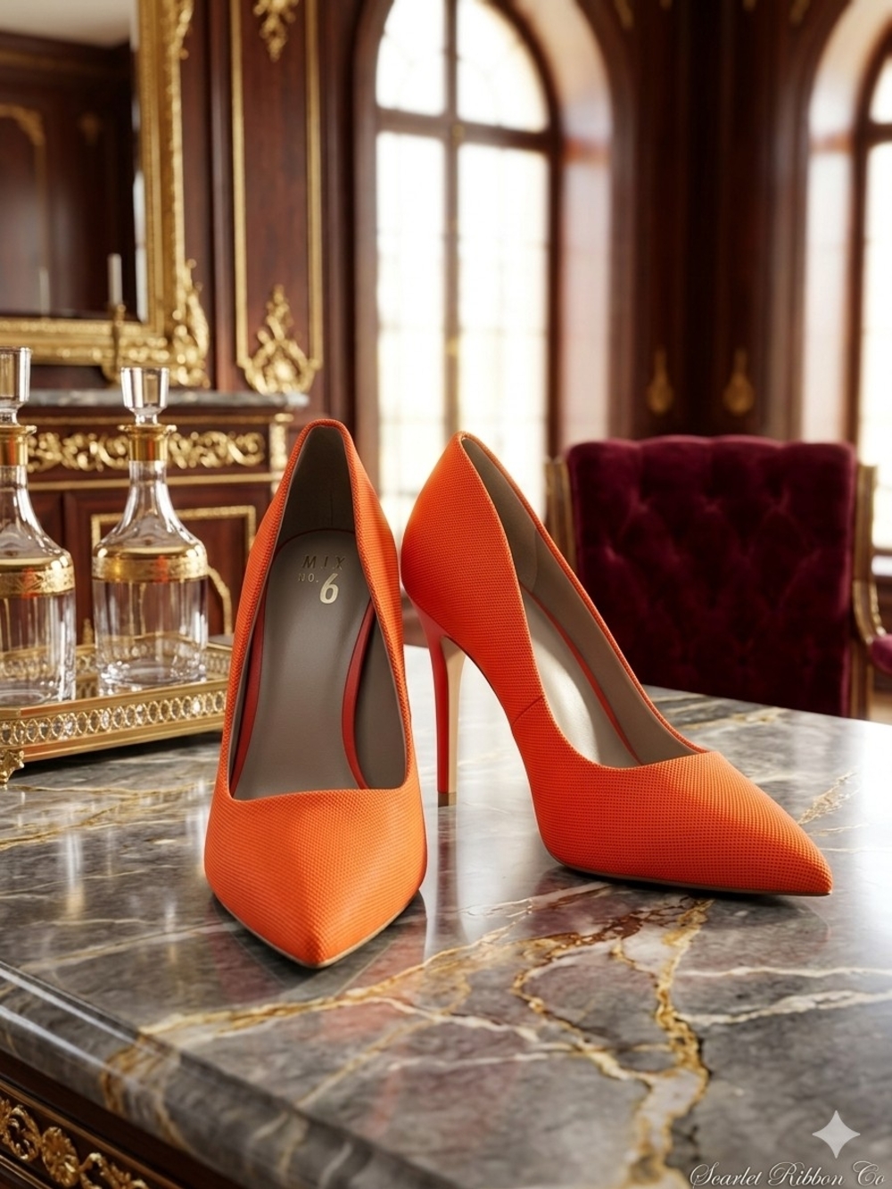 Mix No. 6 Neon Orange Pointed Toe Stiletto Pumps